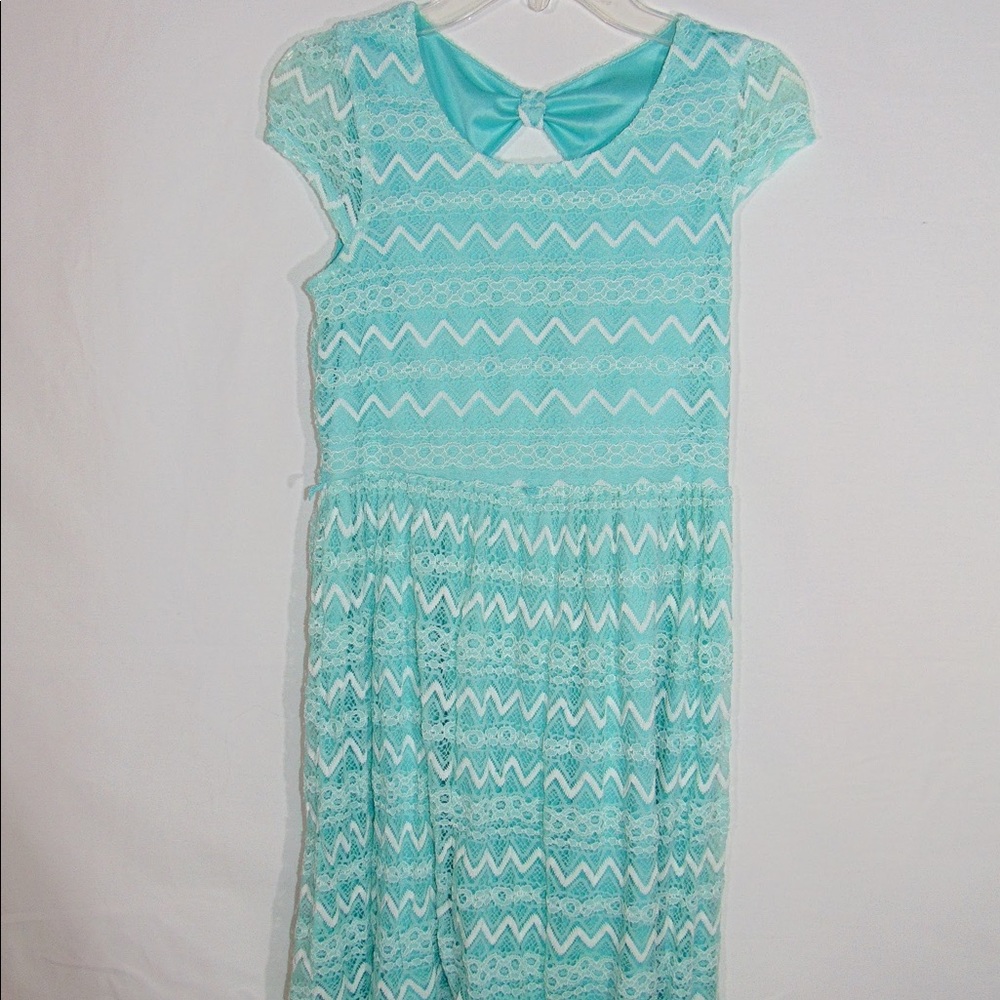 Mint Lace Chevron Girls Dress